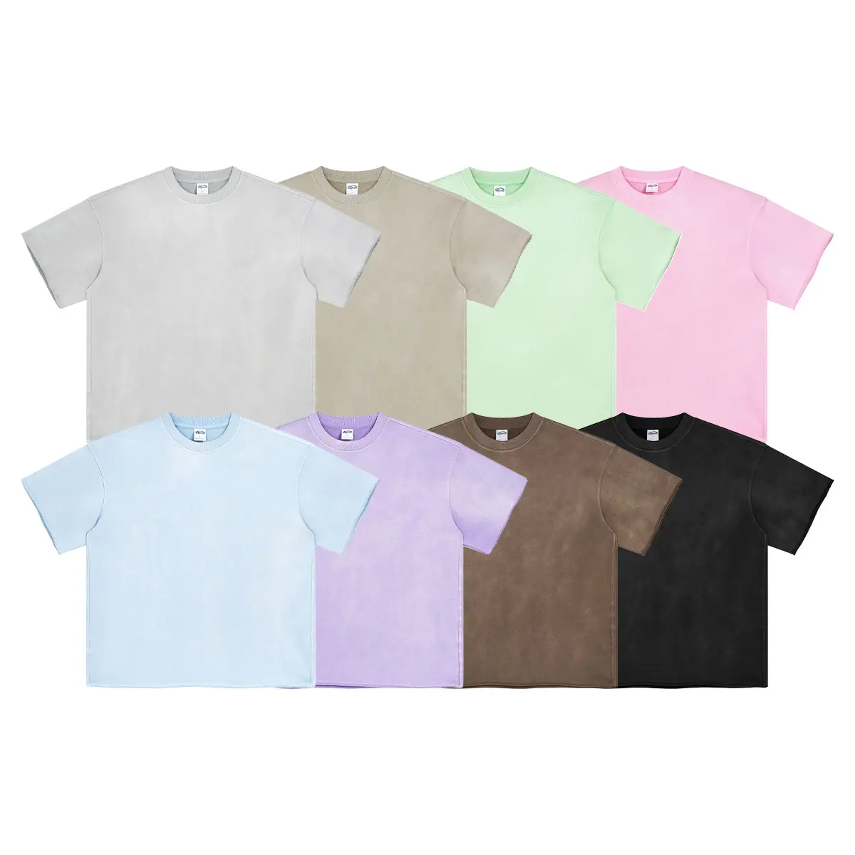 सॉलिड कलर शॉर्ट स्लीव 360 ग्राम स्प्रे डाइड विंटेज टी-शर्ट पुरुषों की कॉटन लूज़ हाई स्ट्रीट ब्लैंक पुरुषों की टी-शर्ट