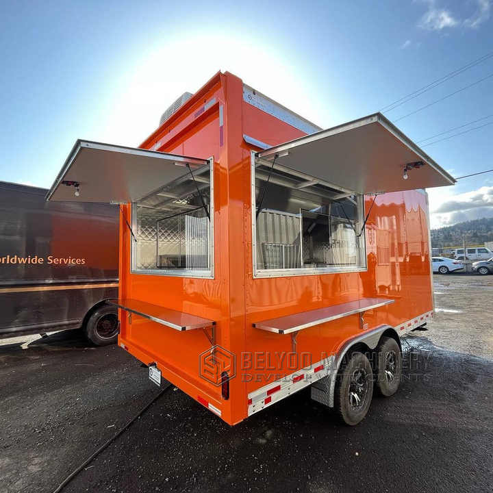 Belyoo Shop BBQ Pizza Coffee Trailer Mobile Fast Food Truck With Full ...
