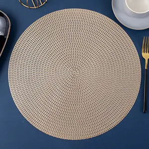 2023 tabletex Vàng Vòng placemats cho bàn ăn đặt tùy chỉnh PVC Vinyl kim loại không trượt wipeable 6 cái Bảng thảm