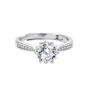 Moissanite <span class=keywords><strong>Diamond</strong></span> CZ 925 Sterling Silver Ring Wedding fidanzamento nuziale anello regolabile per le donne - Product Image 1