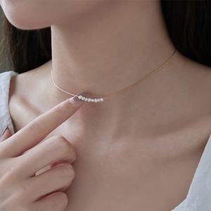 Collar de Perlas de Agua Dulce, Gargantilla Corta, Cadena de Bambú Pequeña con Colgante de Rosa Chapado en Oro, Forma Geométrica, Regalo - Product Image 3