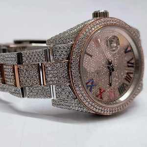 นาฬิกาเพชรโมซาไนต์ดิจิตอลหน้าปัดอนาล็อกสำหรับผู้ชายและผู้หญิงทำจากเหล็ก - Product Image 4