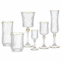 Luxuriöses Handgeblasenes Kristallglas-Set mit Goldrand 5-teilig Asiatischer Zen-Stil Umweltfreundliche Elegante Weingläser