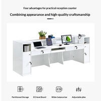 Comptoir de réception moderne pour hôtel, hôpital, centre commercial - Table carrée durable à finition brillante avec barre de caisse enregistreuse