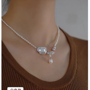 Collier pendentif en perles baroques naturelles pour femmes, ciel nocturne, étoiles étoilées, chaîne de bus unique, pendentifs fins - Product Image 3