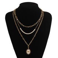 Collier de perles multicouches en or fait à la main, perles et cristaux, pendentif pour neutre