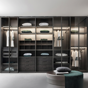 Sistema de Vestidor Moderno y Lujoso Personalizado de <span class=keywords><strong>Buran</strong></span>, Suministro Directo de Fábrica OEM/ODM, Armario Abierto Independiente de MDF con Iluminación LED - Product Image 5