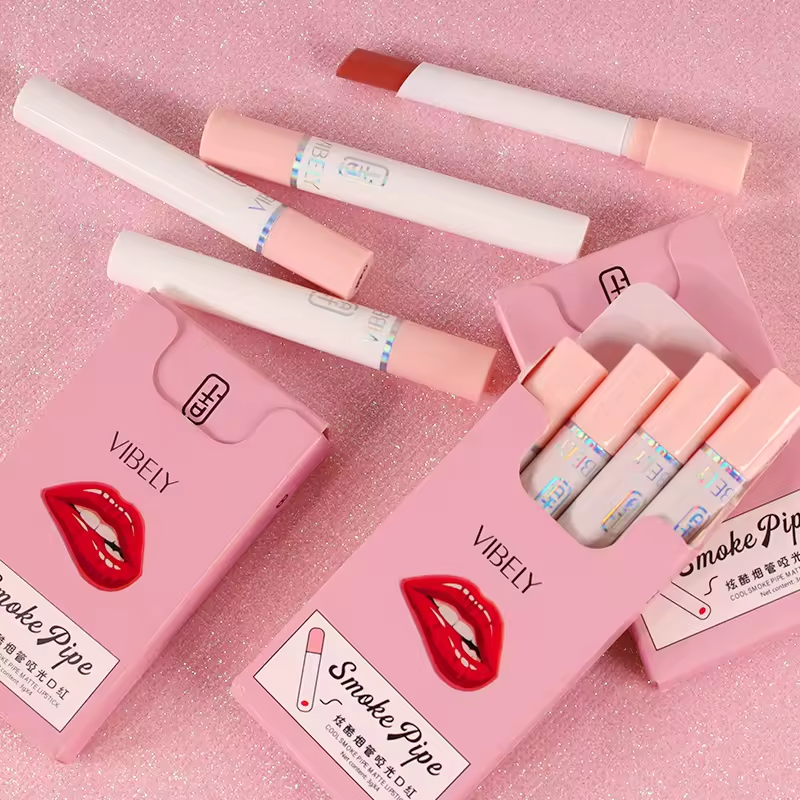 4 шт. в наборе Maquillaje этикетка дымовая коробка матовая Водонепроницаемая палочка для губ маленькая трубка для макияжа Косметическая Помада