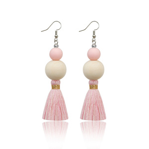 Boucles d'oreilles en perles de bois avec diffuseur de <span class=keywords><strong>parfum</strong></span>, crochets d'oreilles en coton tissé à la main, boucles d'oreilles style bohème pour femmes et filles - Product Image 6