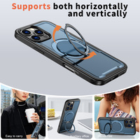 Funda magnética a prueba de golpes con soporte de Metal con textura de fibra de carbono a la moda para IPhone 17 Pro Max 16 Mobile Case