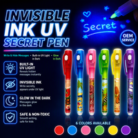 Stylo à encre invisible en gros, stylo UV, stylo à message secret, stylo espion, brille dans le noir, cadeau pour enfants, 6 couleurs