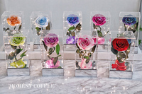 Bouquet de roses éternelles en acrylique sous cloche en verre, fait main, pour la remise des diplômes, la Saint-Valentin, Noël