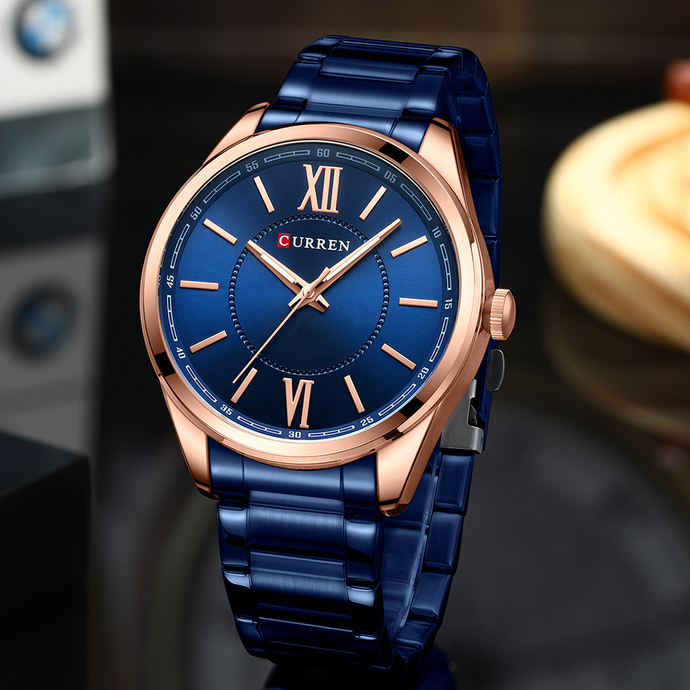 CURREN 8423 Simple Business Quartz Watches Gold Colour Classic Stainless Steel Wristwatches with Luminous Hands Male Clock