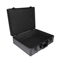 Grande valise de transport en aluminium noir vide de grande capacité avec mousse alvéolée, boîte à outils portable et durable en aluminium pour équipements et instruments