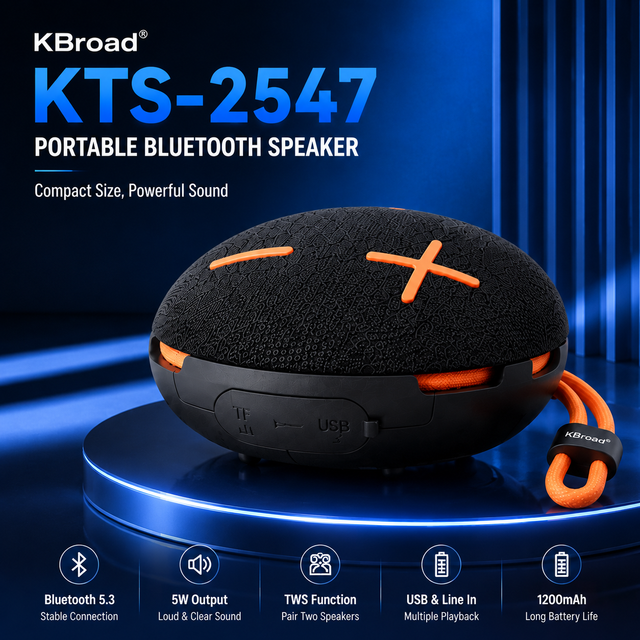 5W Portable Wireless Speaker  Speaker with 1200mAh Battery and TWS Function