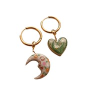 Liontin Kupu-kupu Bulan Hati Model Amplop untuk Lukisan Tetes Minyak DIY Seri Fashion Lintas Batas, Warna Emas 14K dengan Lapisan Pelindung
