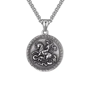 New Style Dragon Slayer Warrior Hip-Hop Pendant Necklace Men's European and American Jewelry Punk Accessories Foreign Trade