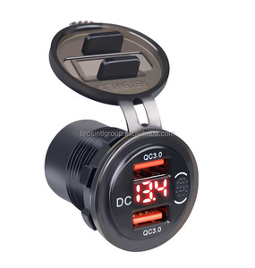 12V 24V 36W Dual Port QC3.0 Car Boat Marine ON OFF Switch <b>USB</b> Charger <b>Socket</b> <b>with</b> Voltmeter - Product Image 3
