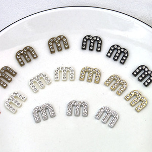 M Shaped Rhinestone <b>Letter</b> Charms <b>Plastic</b> Resin DIY Jewelry Accessories For Phone Case Shoe Hair Decorations - Product Image 1
