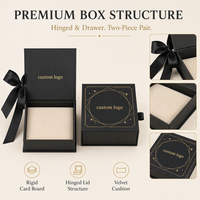Boîte cadeau magnétique en kraft durable Gotop avec ruban en satin noir et insert en velours crème pour emballage de parures de perles