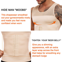 Gilet de compression ajustable multi-crochets pour homme, en forme de I, pour le contrôle du ventre et l'amincissement, idéal pour l'entraînement et la gym