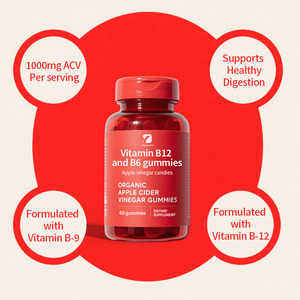 Gomitas de Vinagre de Manzana Orgánico con Vitaminas <span class=keywords><strong>B12</strong></span> y B6, Dulces Suaves de Vinagre de Manzana Sin Azúcar, Suplemento para Adultos - Product Image 5