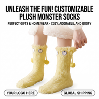 Chaussettes en peluche personnalisées pour femmes, chaussons fantaisie mignons et doux, antidérapants, chauds et amusants, cadeau d'hiver, vente en gros