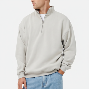 Sudadera de Invierno de Alta Calidad 100% Algodón para Hombre con Cierre de Cremallera de un Cuarto, Logotipo Personalizado Bordado, Sudadera Extra Grande y Gruesa - Product Image 1