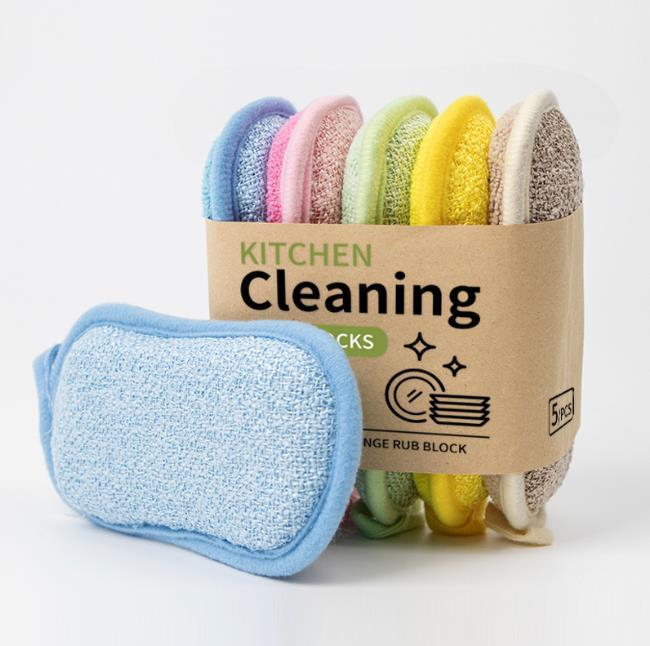 Double-Sided Heart-Shaped Microfiber Dish Sponge – Non-Scratch Absorbent Kitchen Scrub Pad