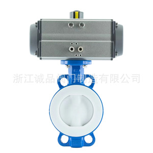 D671F-16 Pneumatic PTFE-Lined Butterfly Valve Manual Power for Oil Water Gas Media Wafer Butterfly Valve - Product Image 1