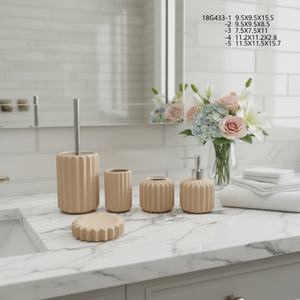 Juego de Accesorios de Baño Hengfei de 6 Piezas Plateado, Dispensador de Loción, Vaso, Jabonera - Cerámica, Porcelana, Dolomita - Product Image 2