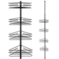 Étagère d'angle en métal chromé à quatre niveaux pour salle de bain et cuisine, avec installation adhésive murale, design moderne - Product Image 4
