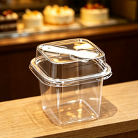 Contenants carrés en plastique transparent pour desserts avec cuillère, boîte transparente pour gâteaux, mousses, yaourts, glaces et emballages alimentaires