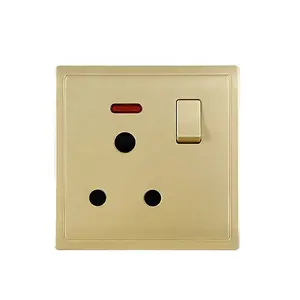 15A Wall Socket British Standard Luxury Gold Color UK 1 Gang 15A Electric Wall Switched Sockets For Home