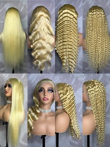 Letsfly # Perruques Lace Frontal 13x4 couleur 613, 200% de densité, en cheveux vierges bruts blonds, grade 10A, couleur 1B613, avec mèches, lisses, ondulées, bouclées - Product Image 3