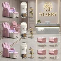 Chaise de pédicure de luxe personnalisée avec logo, matériaux en céramique et en plastique, équipement de salon de manucure et spa, siège en cuir, fonction de massage