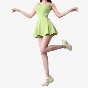 Robe-short athlétique avec short intégré à couverture intégrale, une <span class=keywords><strong>combinaison</strong></span>-short pour le yoga, le sport, les filles, vêtements de sport adorables - Product Image 2