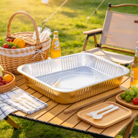 Barquette rectangulaire anti-déformation en PP et aluminium doré, jetable, pour plats à emporter, compatible four, qualité alimentaire pour plats chauds