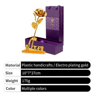 Roses en feuille d'or 24 carats 8,5 cm 11 couleurs Vente en gros Boîte de roses romantiques pour la Saint-Valentin pour femmes - Product Image 4
