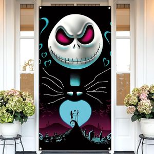 Décorations de fête d'Halloween pour maison hantée : Housse de porte effrayante <span class=keywords><strong>Clown</strong></span> Zombie, Bannière suspendue personnalisable pour la maison - Product Image 4