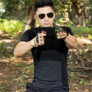 Commercio all'ingrosso della fabbrica dello sviluppo all'aperto dell'abbigliamento del camuffamento della manica corta della tuta nera di addestramento tattico della tuta - Product Image 3