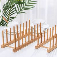 Offre Spéciale solide en bois naturel plat étendoir support bambou plaque Pot couvercle support armoire organisateur pour cuisine