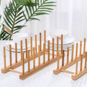 Горячая распродажа, прочная деревянная подставка для сушки посуды, бамбуковая подставка для тарелок, держатель крышки кастрюли, органайзер для кухонного шкафа - Product Image 4