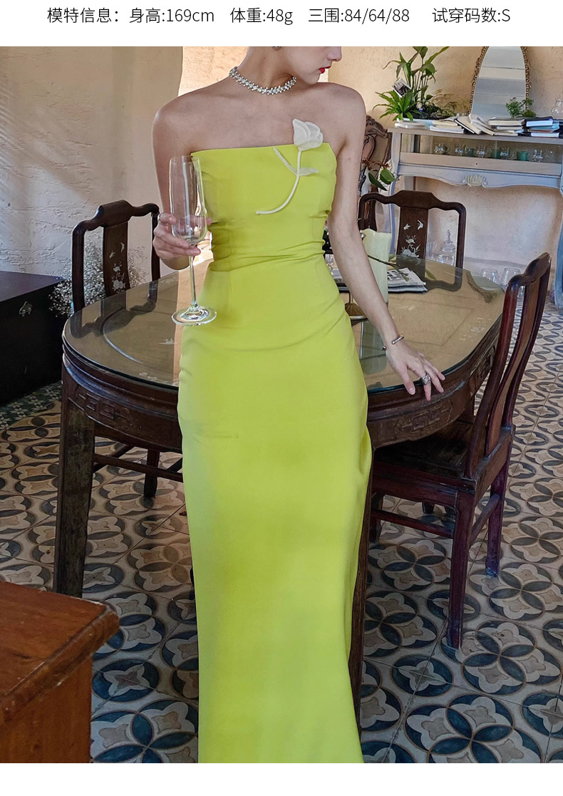 lemon yellow party dress Lyvoria | Lemon Bandeau Maxi Dress With Mesh-Detail And Scarf