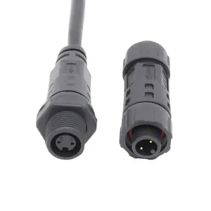 M12 2PIN Female Panel Mount Waterproof Socket Welding Wire Pre-wired Circular Plastic Connector for Outdoor LED Driver