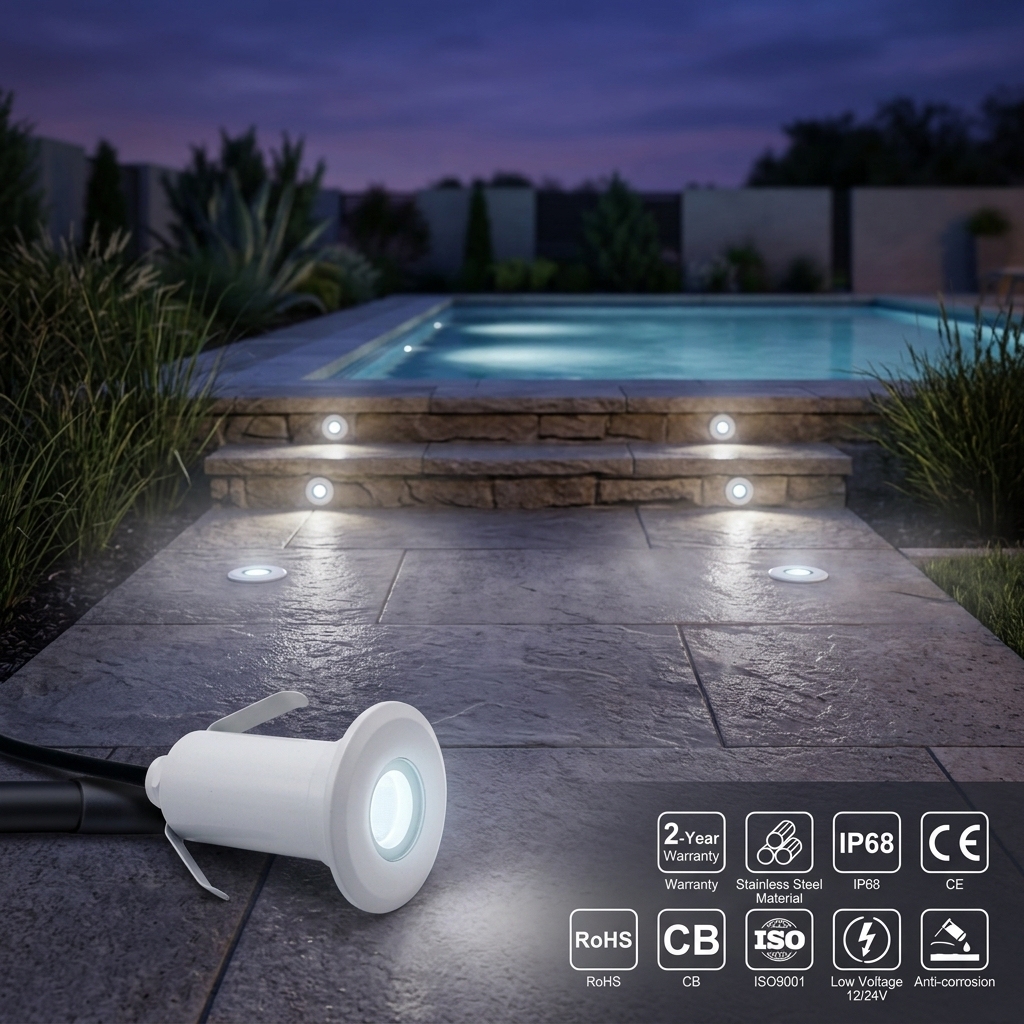 XYH Mini LED Underwater Swimming Pool Light IP68 Waterproof Stainless Steel Recessed Fountain Inground Underground Lamp