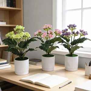 Bonsaï de jasmin artificiel Paulon, 24 cm de haut, blanc, rose, violet, en pot de plastique, pour la décoration de la maison et des mariages - Product Image 1