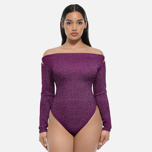 Body brillant pour femme Body décontracté à <span class=keywords><strong>manches</strong></span> <span class=keywords><strong>courtes</strong></span> Sexy intégré Soutien-gorge et string à l'entrejambe - Product Image 3