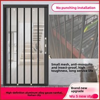 Pintu Lipat Geser Anti Nyamuk dari Aluminium Alloy Modern Tanpa Bor, Anti Hama Kucing Anjing Tikus, Balkon Tak Terlihat, Jaring 20x20mm, 5
