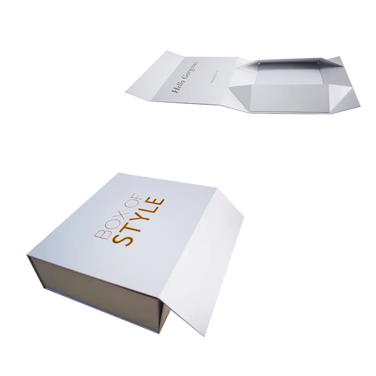MOQ500pcs 1200gsm Karton UV HS Flat Folding Geschenk verpackung Günstige leere große dekorative Kleidung Geschenk boxen mit Magnet deckel